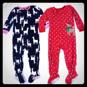 Carter’s baby toddler 24 Months fleece zip pj’s Christmas winter